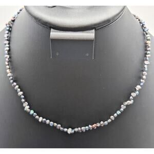 VINTAGE Freshwater Peacock Irregular Shape Tiny Pearl Bead Clasp 17" Necklace